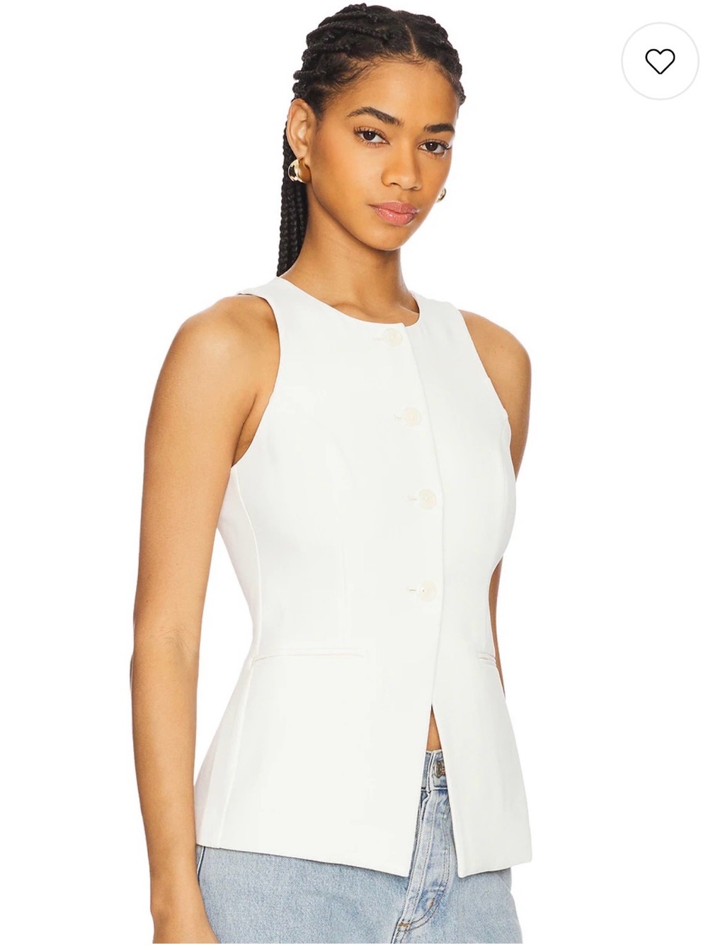 Good American sz M Sleeveless White Button-Front Structured Suit Top - Picture 3 of 8